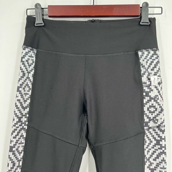 Gottex Women's Workout Pants Size Small Leggings Black White Phone Pocket Side c - Picture 5 of 12
